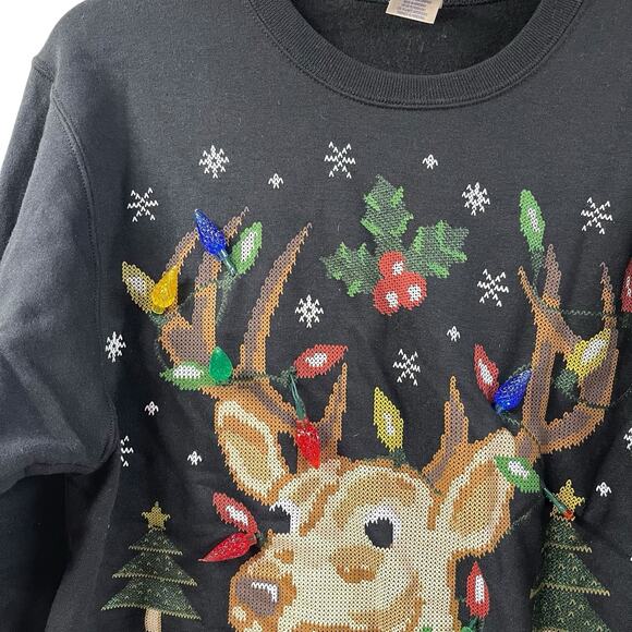 Not So Ugly Christmas Sweater Deer Buck Light Up Sweatshirt Small - Picture 2 of 9